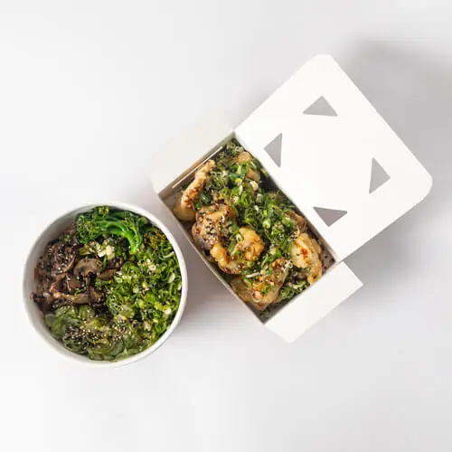 Combo Fried Rice de cogumelos + Tempurá de berinjela